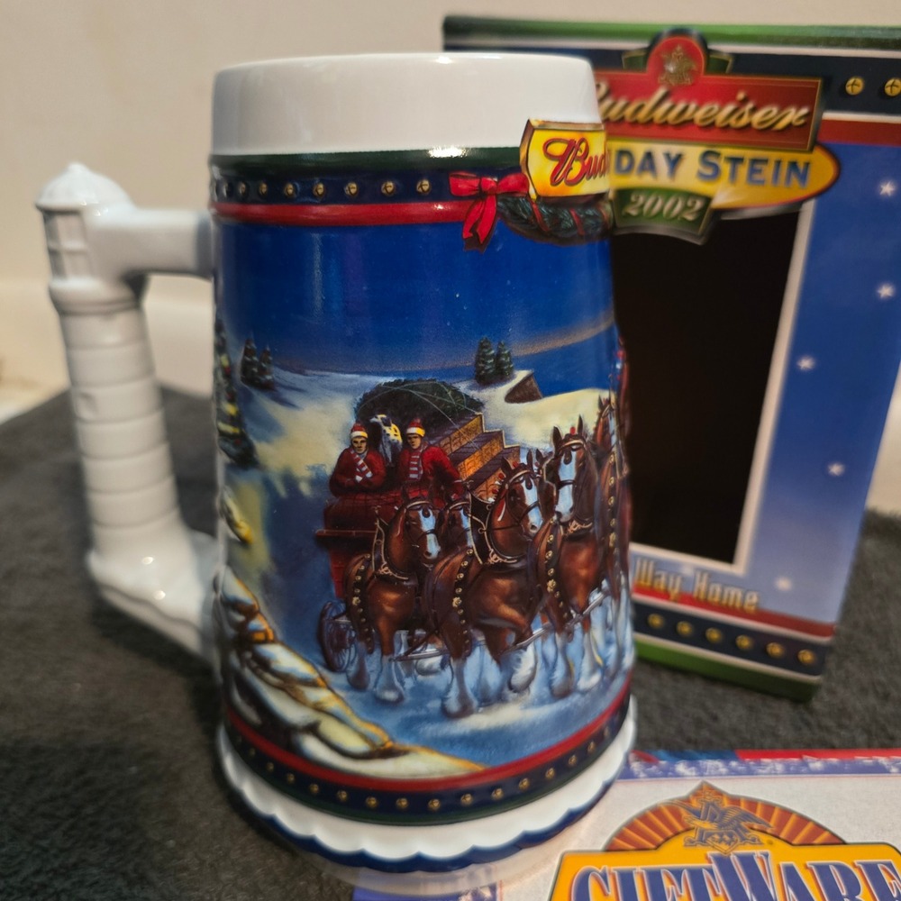 Budweiser Holiday Stein 2002 Guiding The Way Home CS529 Ceramic Mug Box COA - Picture 3 of 7